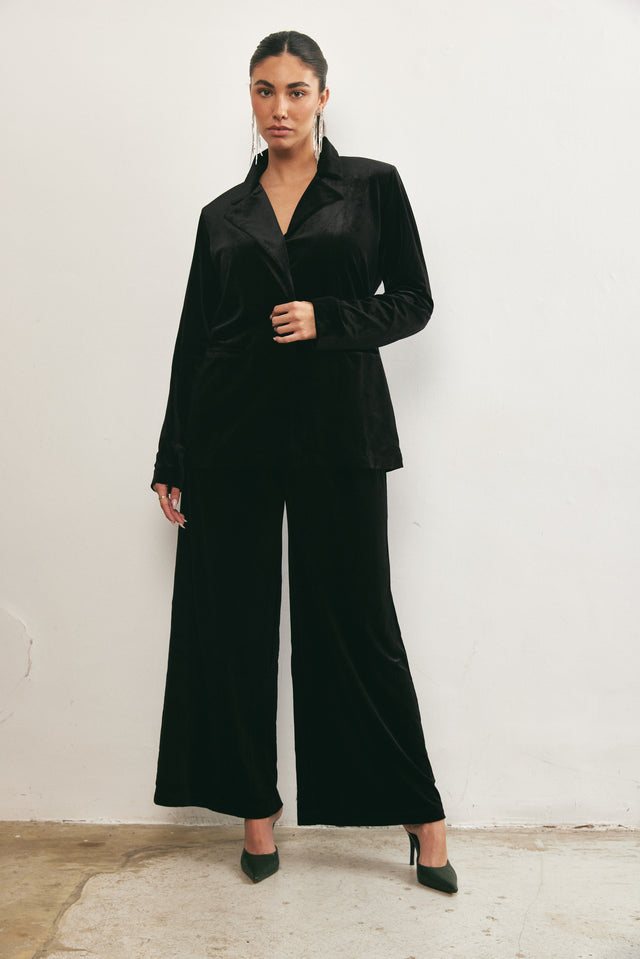 ז'קט בלייזר קטיפה שחור