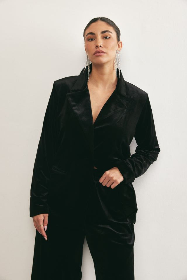 ז'קט בלייזר קטיפה שחור