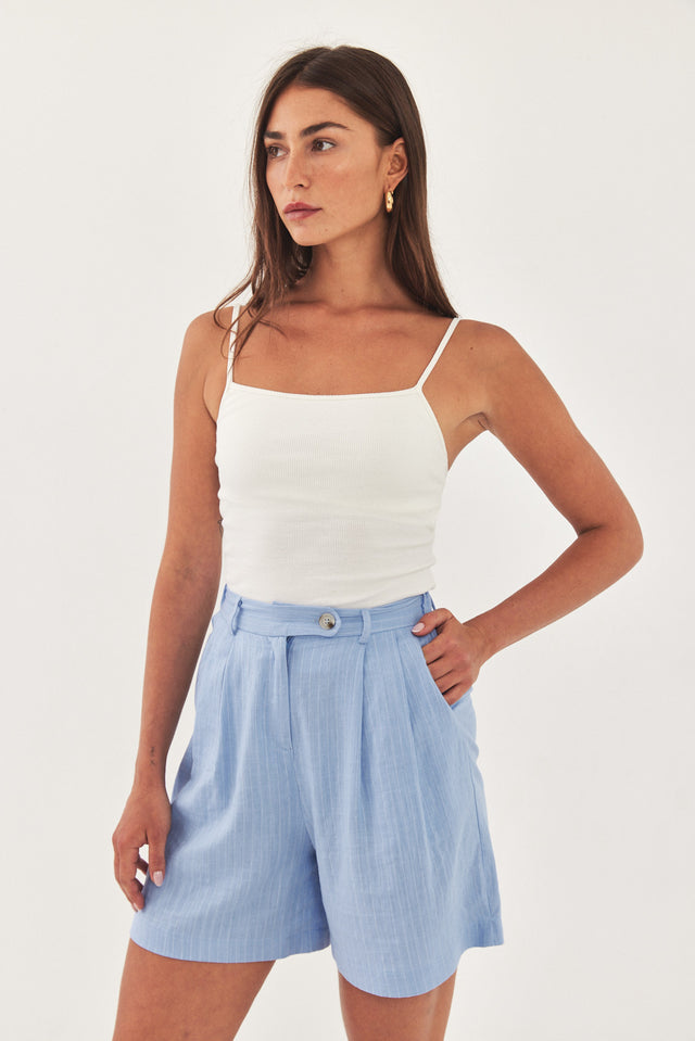 גופיית ריב טופ פנימי אמה לבנה