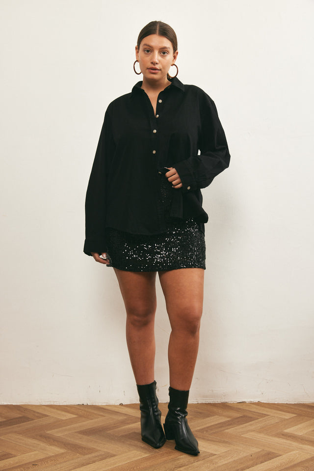 חצאית מיני פאייטים שחורה