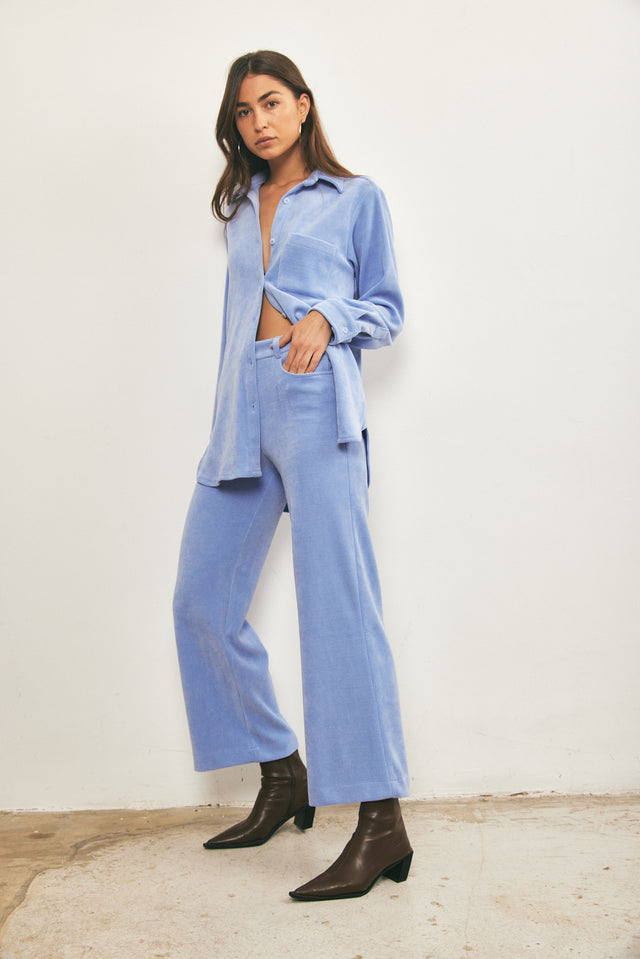 מכנסי קורדרוי מתרחבים תכלת