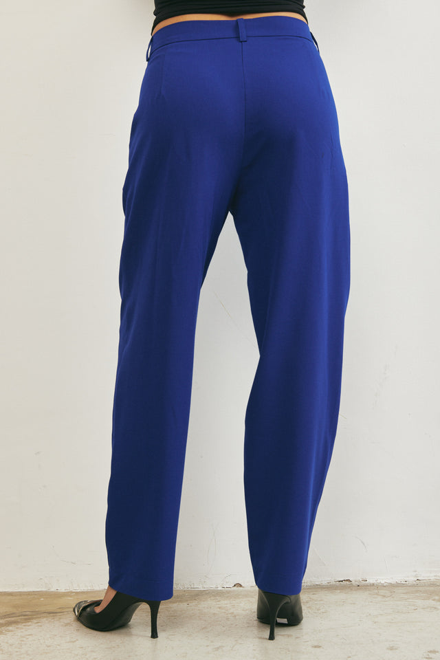 מכנסיים מחויטים מותניים נמוכות כחול רויאל