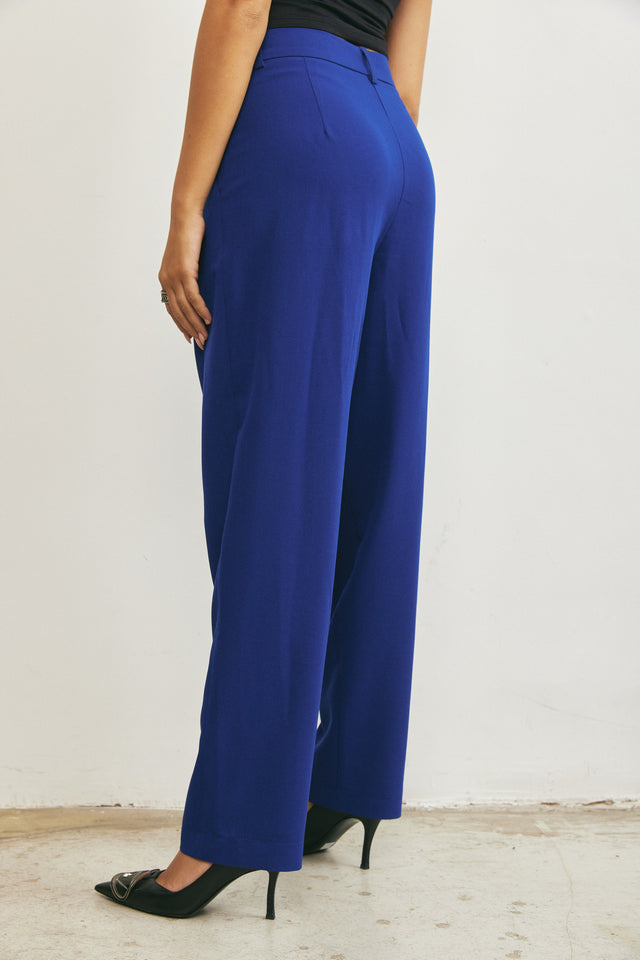 מכנסיים מחויטים מותניים נמוכות כחול רויאל