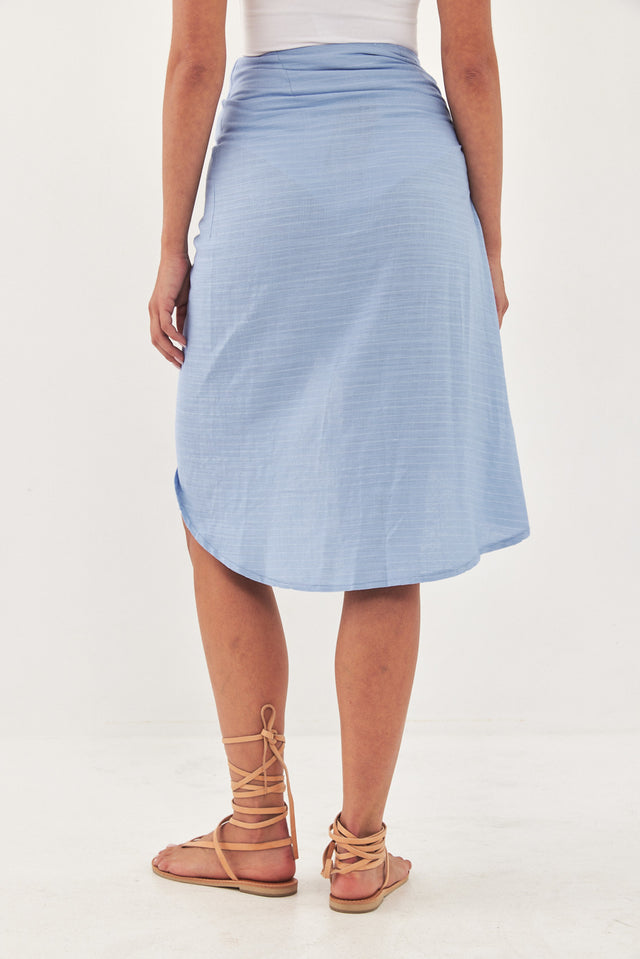 חצאית מעטפת מונאקו פשתן פסים תכלת