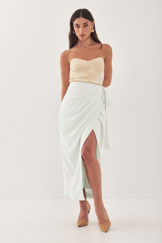 חצאית מעטפת פשתן HOLIDAY לבנה