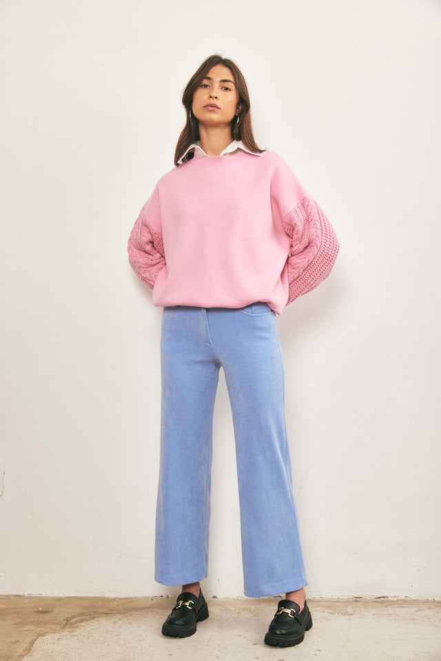 מכנסי קורדרוי מתרחבים תכלת