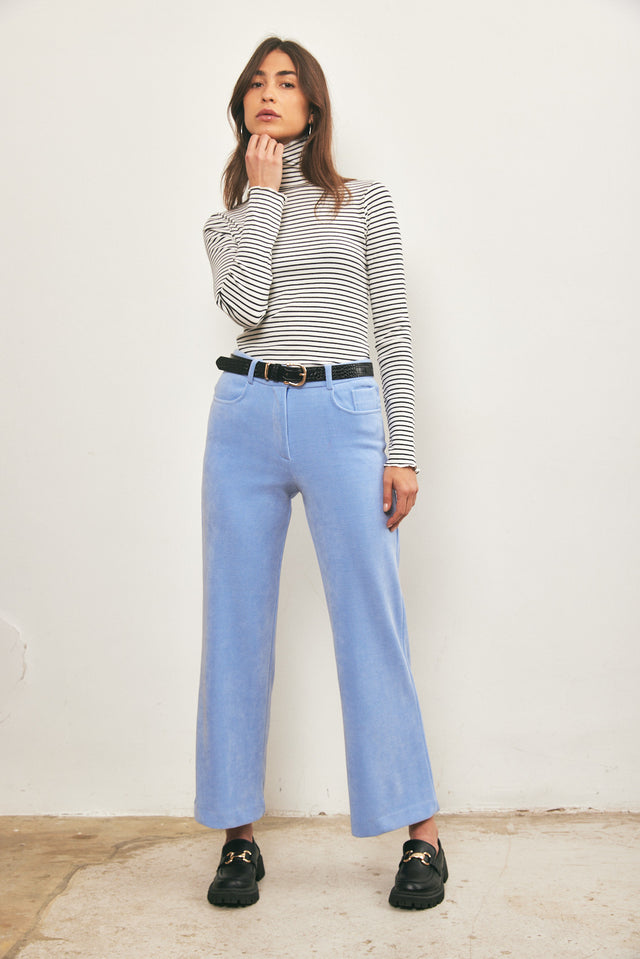 מכנסי קורדרוי מתרחבים תכלת