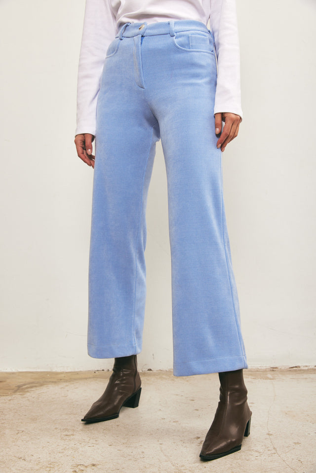 מכנסי קורדרוי מתרחבים תכלת