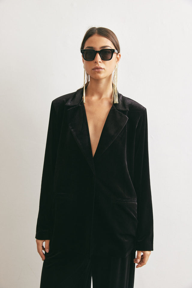 ז'קט בלייזר קטיפה שחור