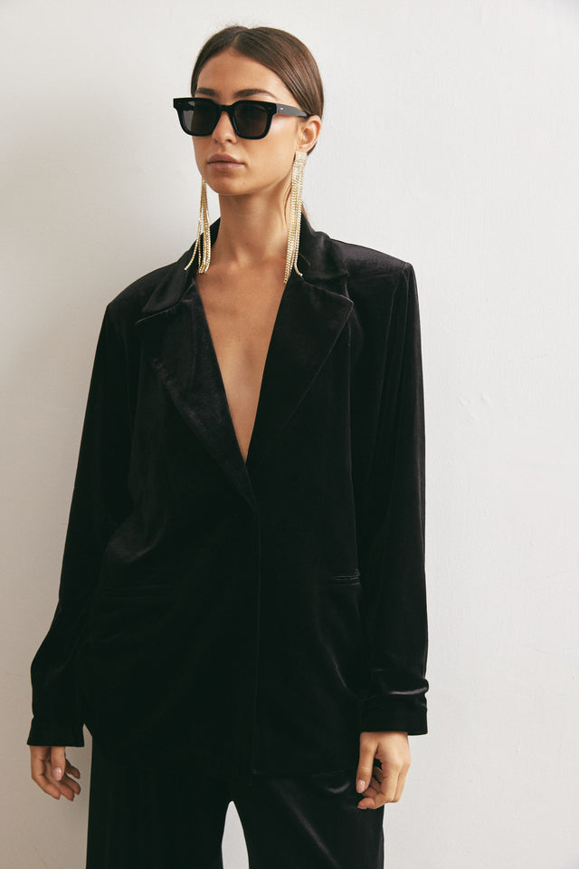 ז'קט בלייזר קטיפה שחור