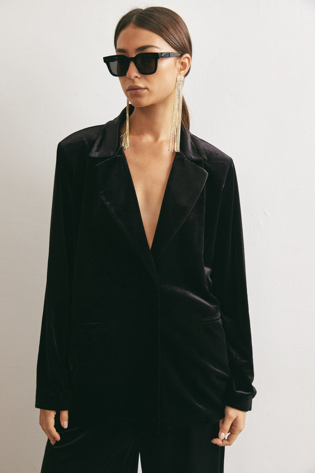 ז'קט בלייזר קטיפה שחור