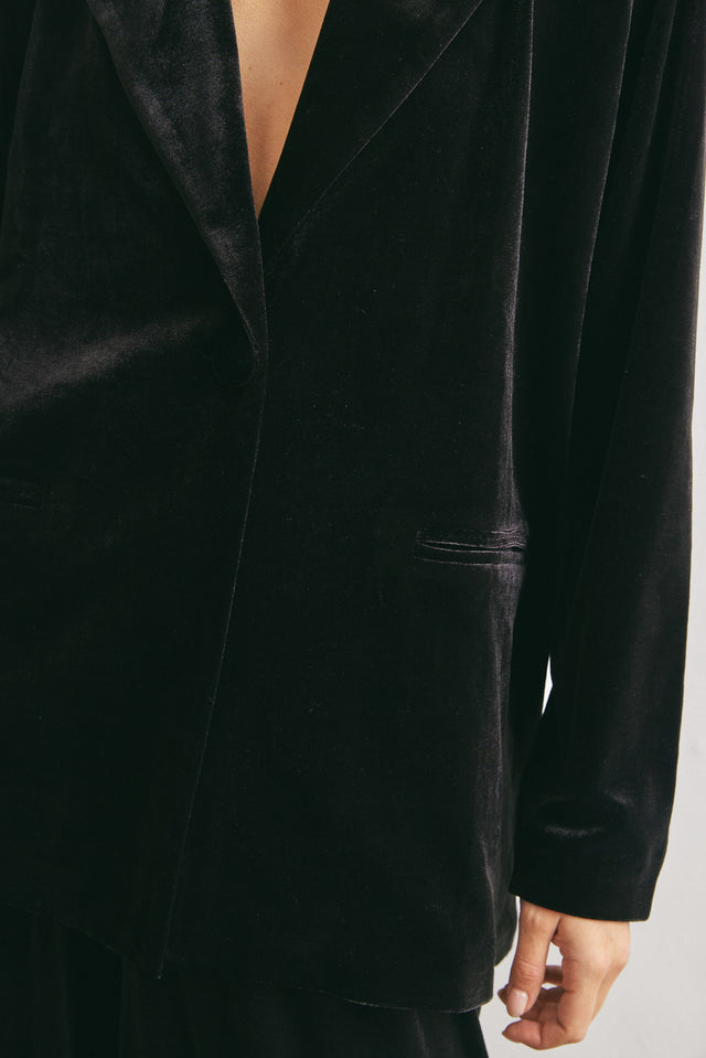 ז'קט בלייזר קטיפה שחור