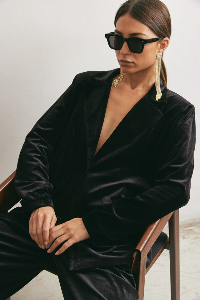 ז'קט בלייזר קטיפה שחור