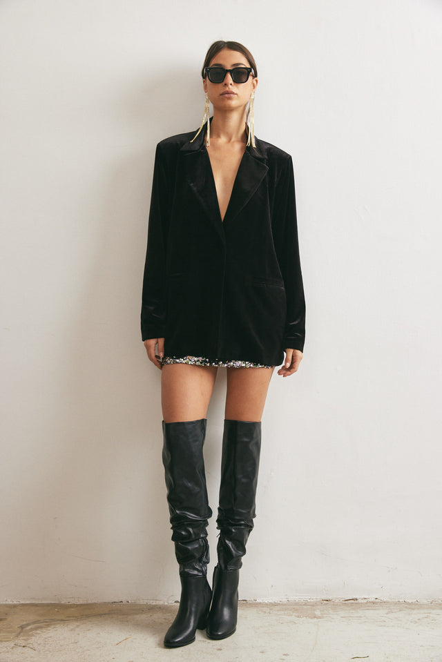 ז'קט בלייזר קטיפה שחור