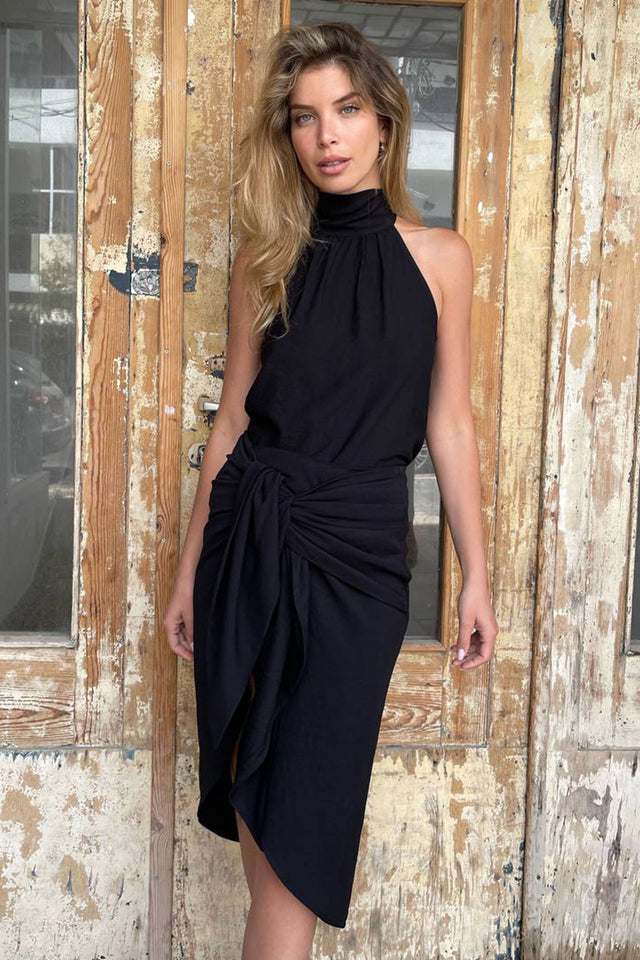 חצאית מעטפת מונאקו שחורה