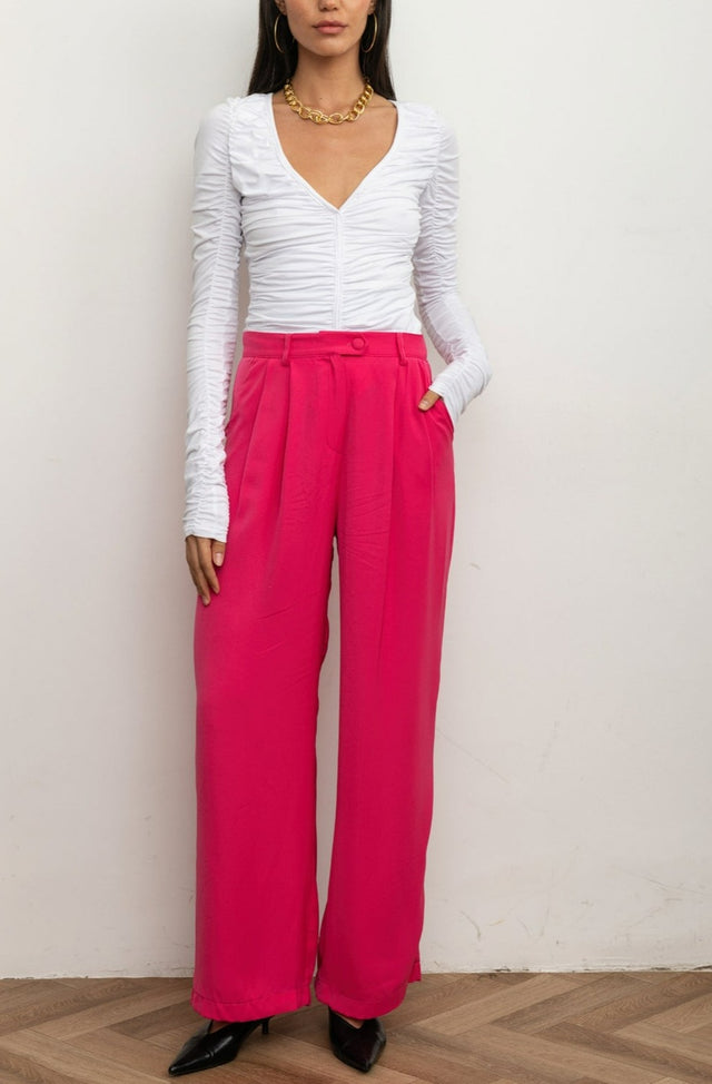 מכנסיים מחוייטים מתרחבים קוסמו ורודים