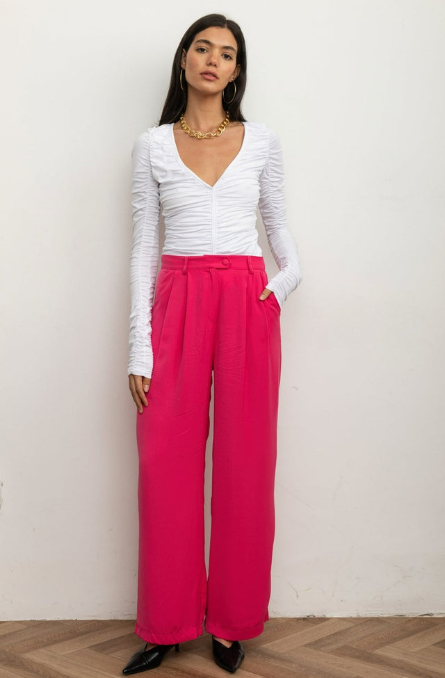 מכנסיים מחוייטים מתרחבים קוסמו ורודים