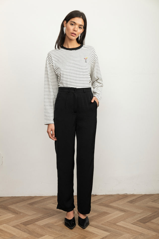 מכנסיים מחויטים פוליטן שחורים