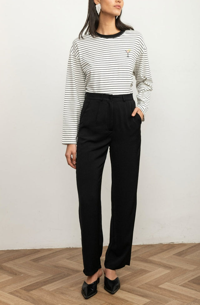 מכנסיים מחויטים פוליטן שחורים