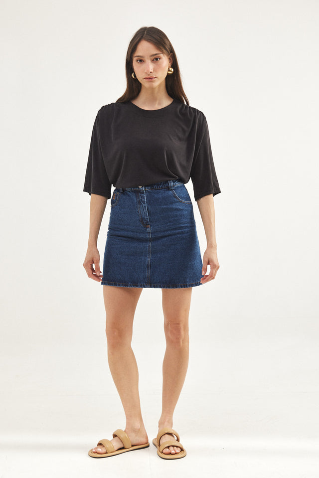 חצאית מיני ג'ינס כחול