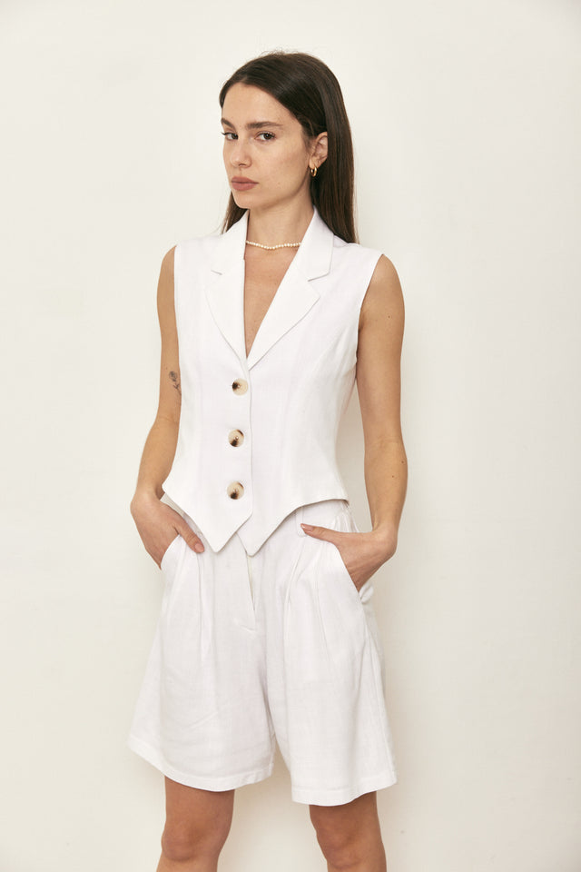 וסט פשתן הולידיי לבן