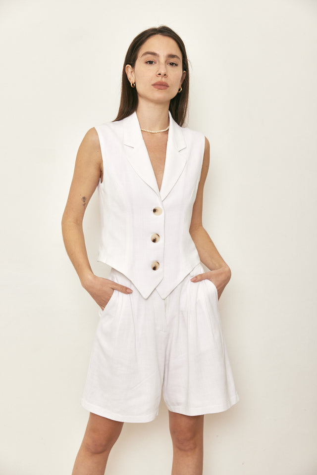 וסט פשתן הולידיי לבן