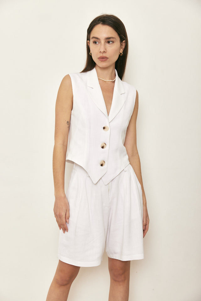 וסט פשתן הולידיי לבן