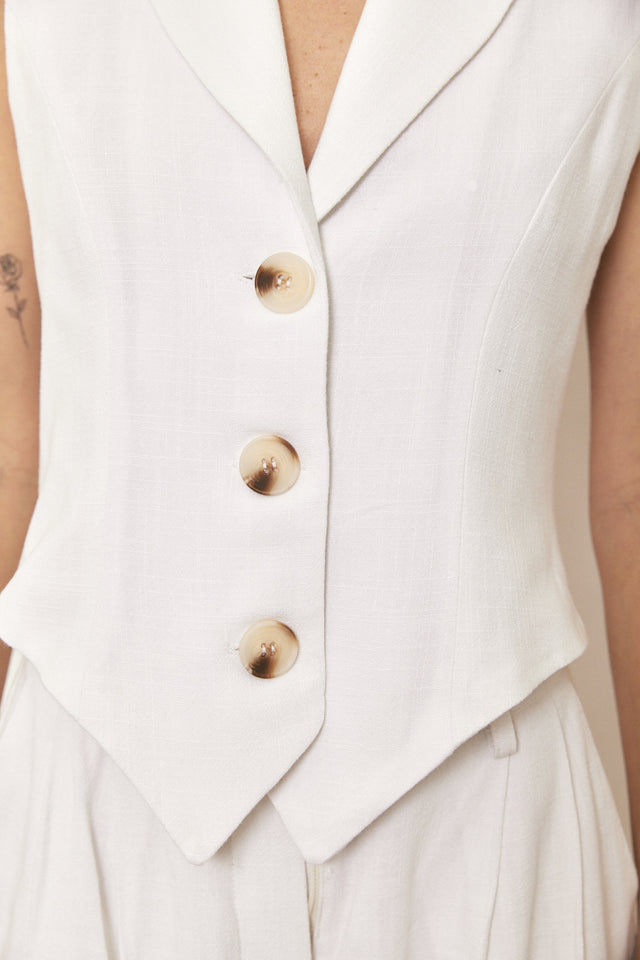 וסט פשתן הולידיי לבן