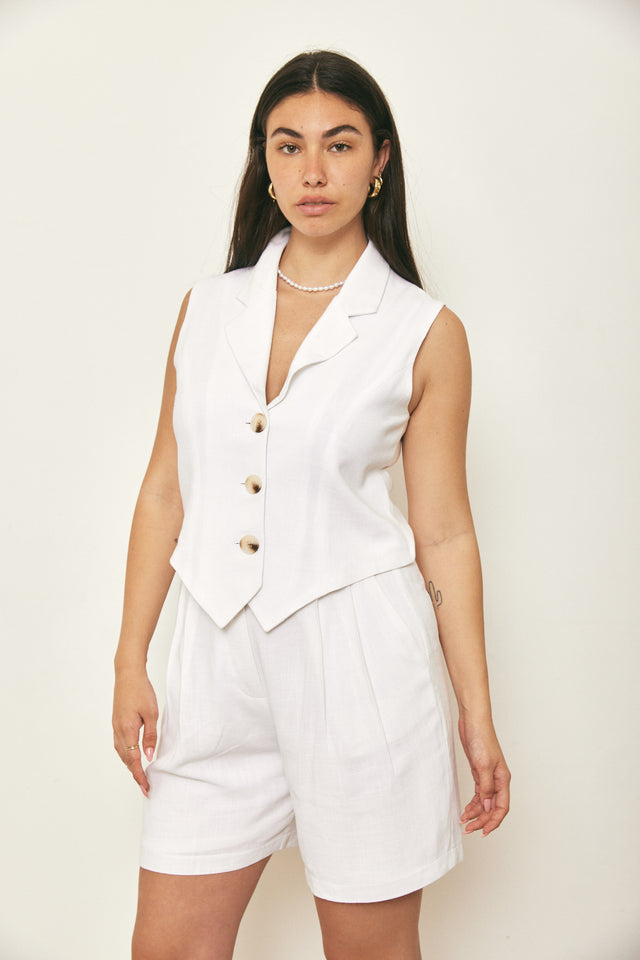 וסט פשתן הולידיי לבן