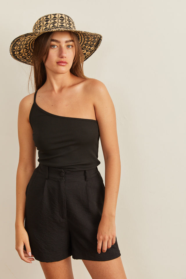 גופיית ריב בייסיק וואן שולדר שחורה