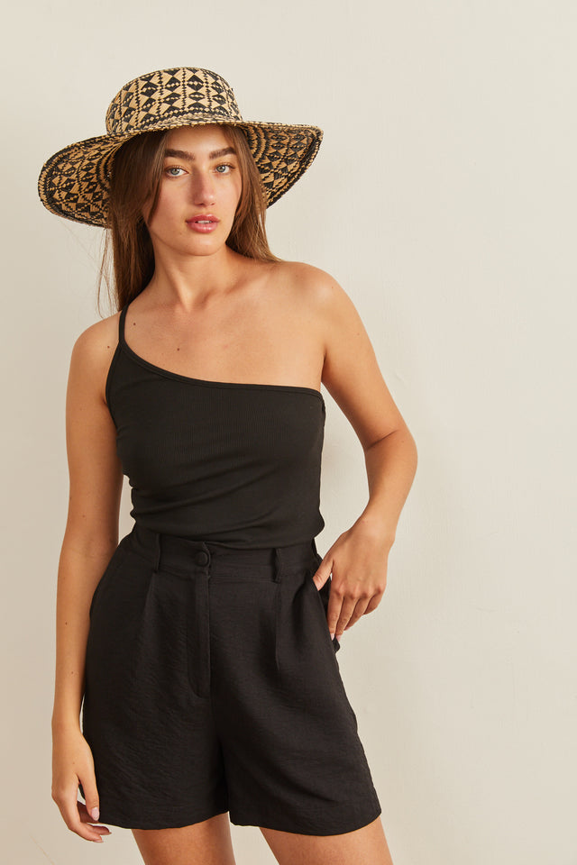 גופיית ריב בייסיק וואן שולדר שחורה