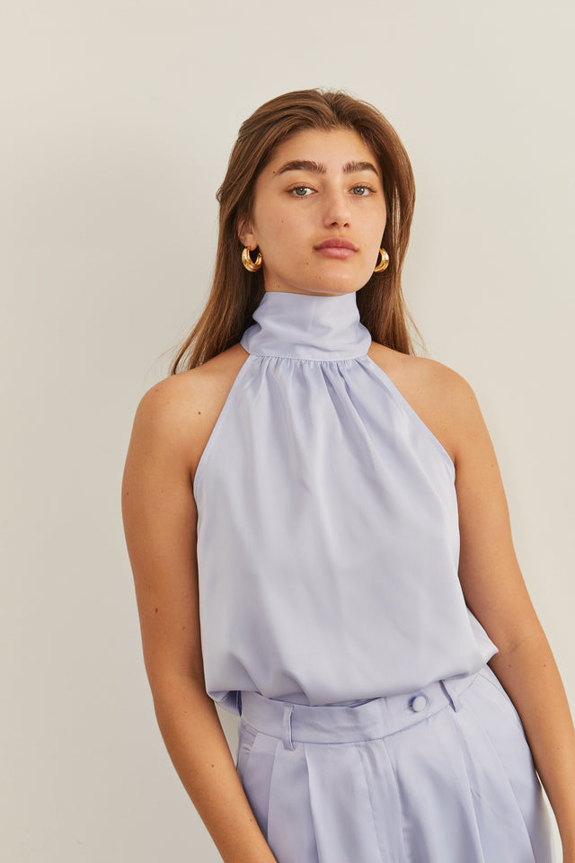 גופיית קולר סיקרט סאטן תכלת