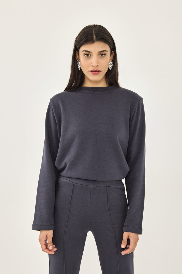 סווטשירט ליבי פרנץ' טרי כריות נשלפות כחול נייבי