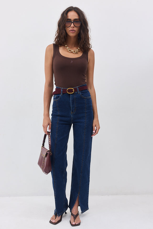 מכנסי ג'ינס גולדי שליץ אמצעי כחול כהה