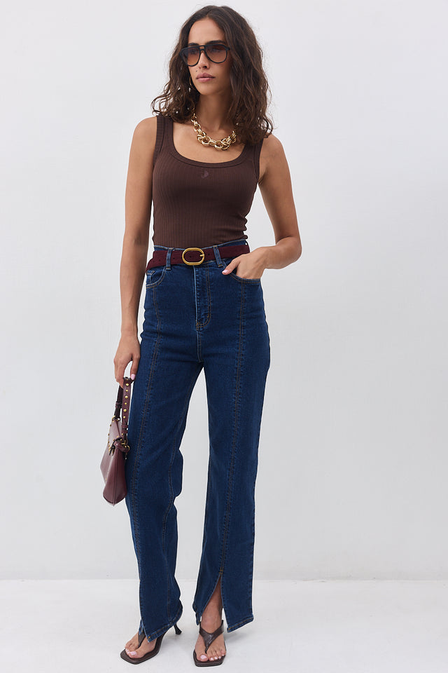 מכנסי ג'ינס גולדי שליץ אמצעי כחול כהה