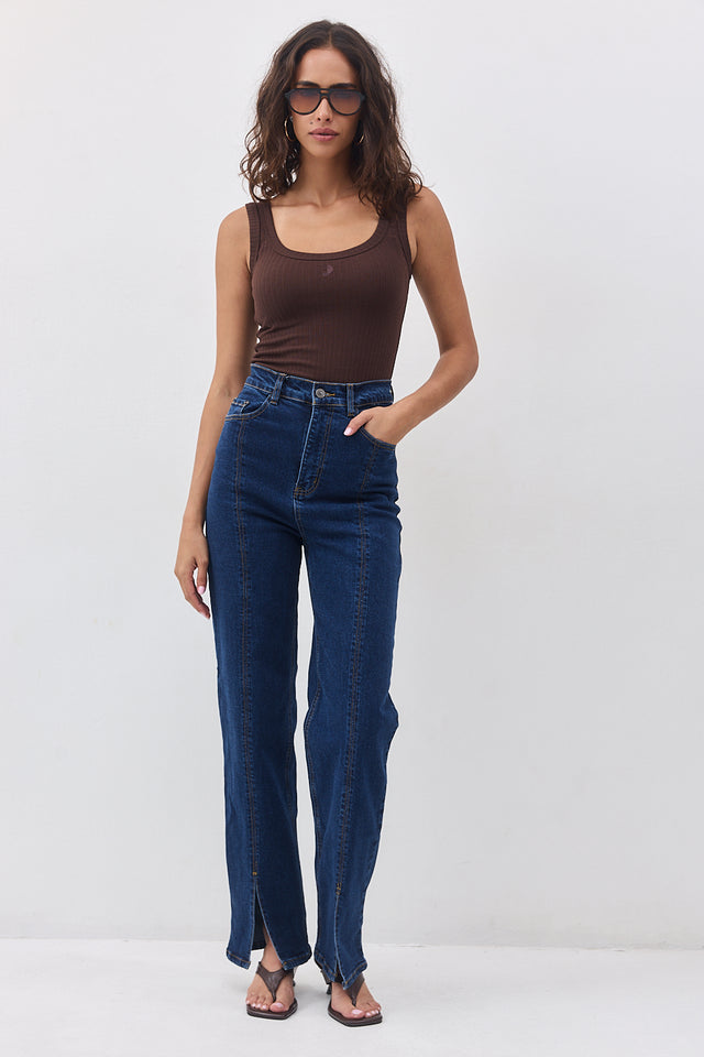 מכנסי ג'ינס גולדי שליץ אמצעי כחול כהה