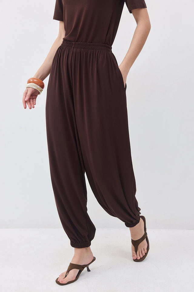מכנסי פלואו בלון חומים