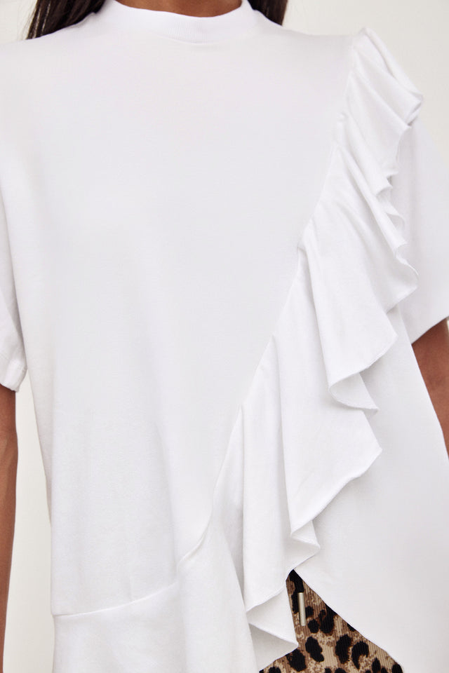 חולצת סוזאן דיטייל וולאן אה-סימטרי לבנה