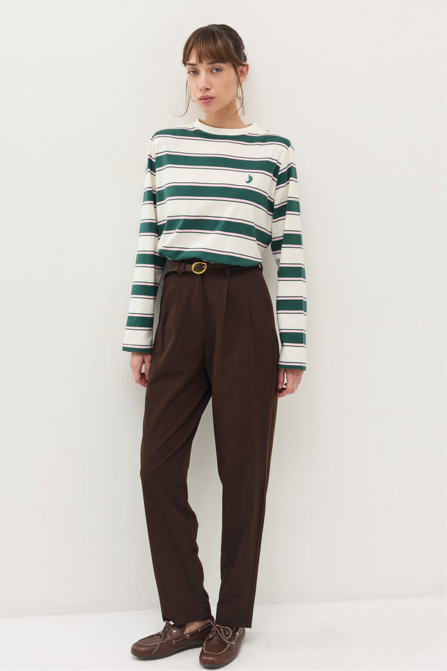 חולצת ספייסי כריות נשלפות פסים ירוק בקבוק