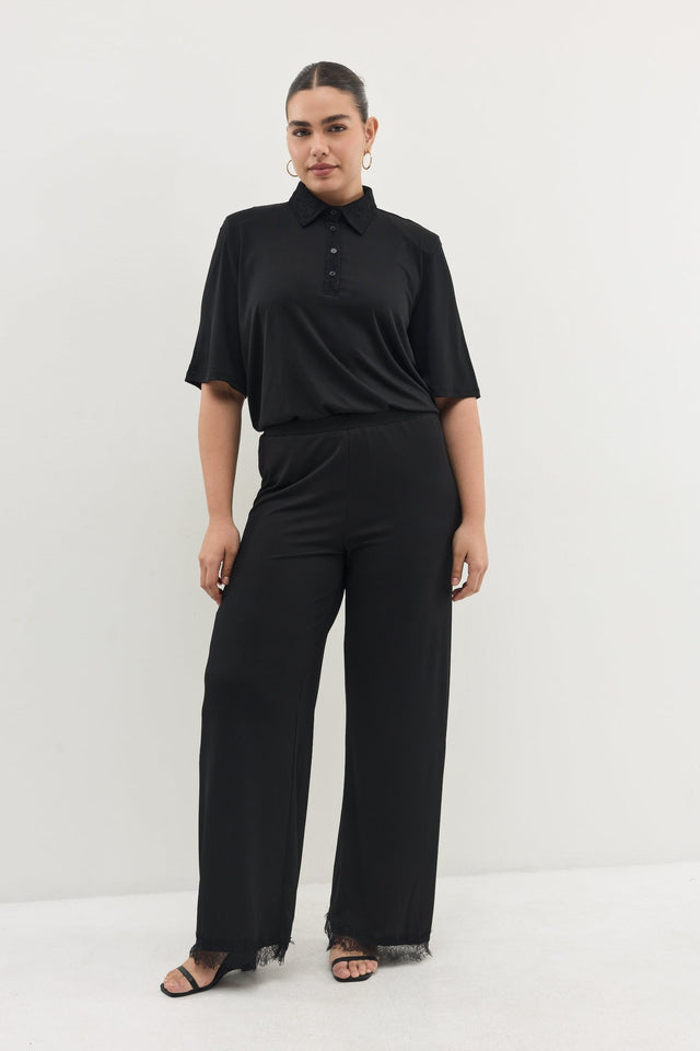 חולצת ספיריט וונט ריב צווארון תחרה טראפל