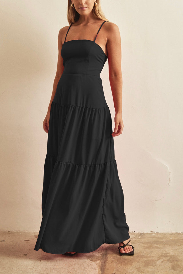שמלת פלור מקסי שחורה