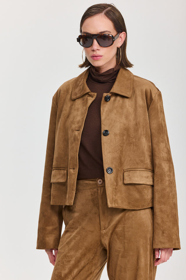 ז'קט אייריש קופי זמש קאמל