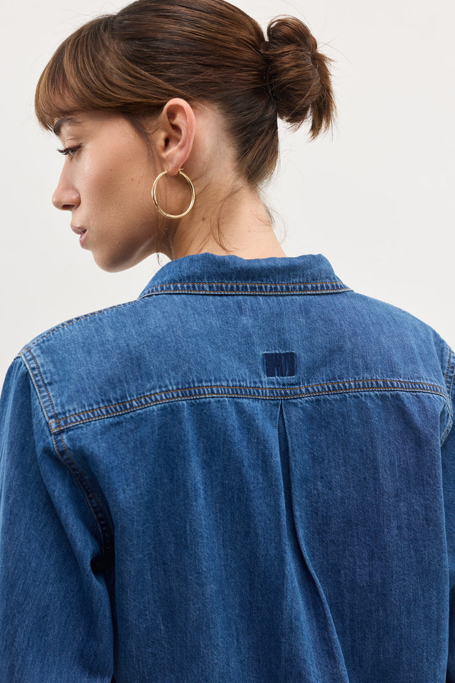 חולצת ג'ינס זואי פולו וואש כחול כהה