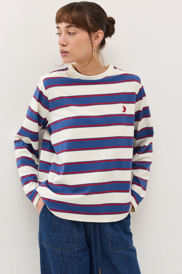 חולצת ספייסי כריות נשלפות פסים כחול אדום