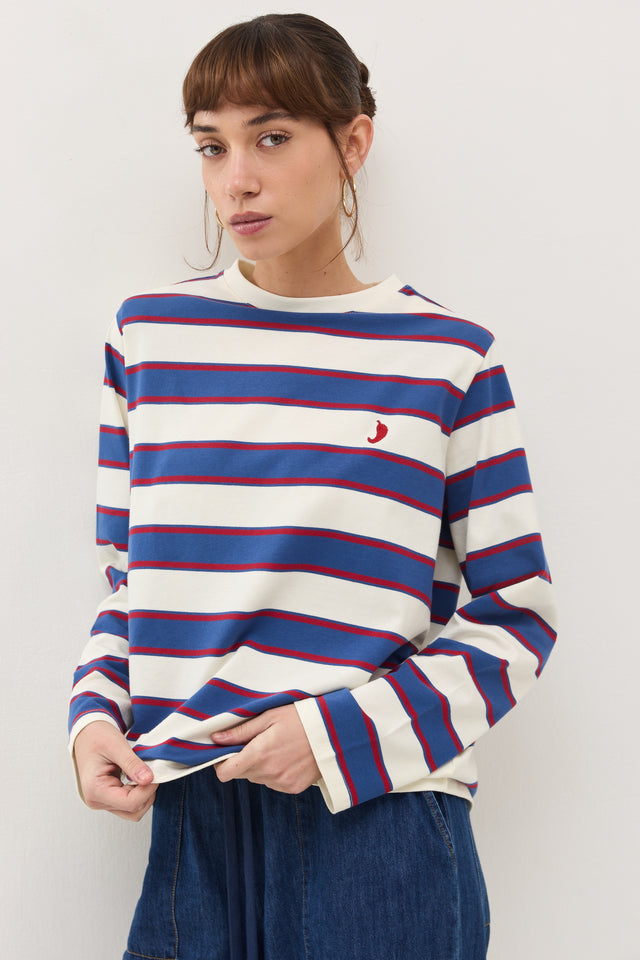 חולצת ספייסי כריות נשלפות פסים כחול אדום