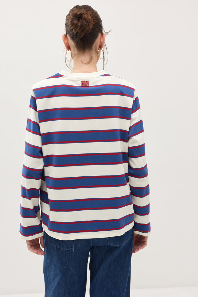 חולצת ספייסי כריות נשלפות פסים כחול אדום