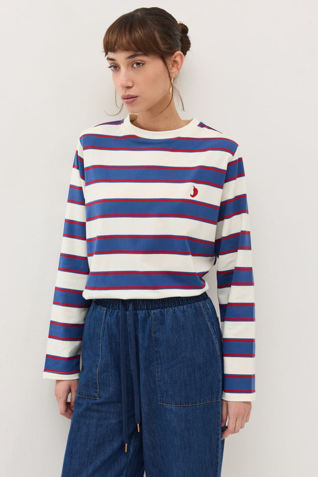 חולצת ספייסי כריות נשלפות פסים כחול אדום