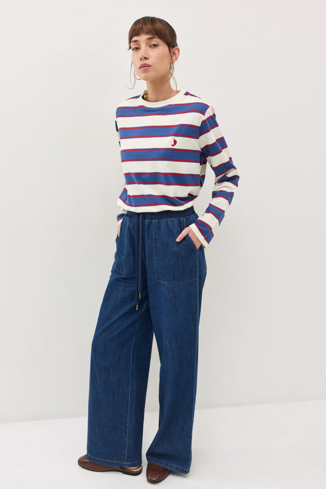 חולצת ספייסי כריות נשלפות פסים כחול אדום