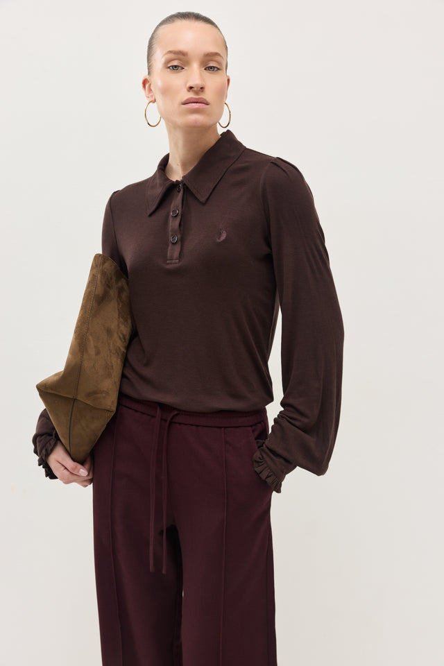 מכנסיים מחוייטים בריוש גומי בורגנדי