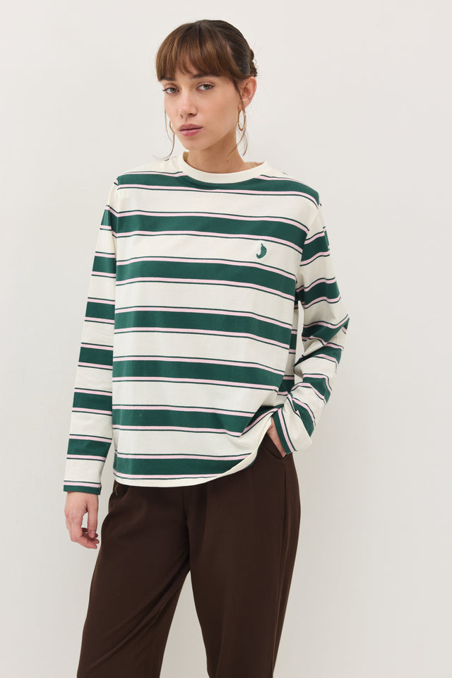 חולצת ספייסי כריות נשלפות פסים ירוק בקבוק